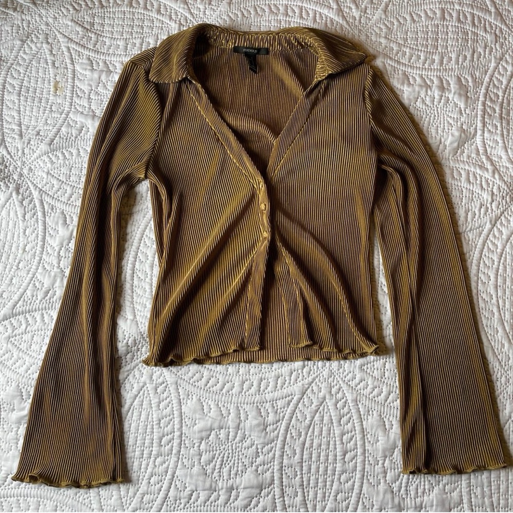 Pleated Button-Up Top
